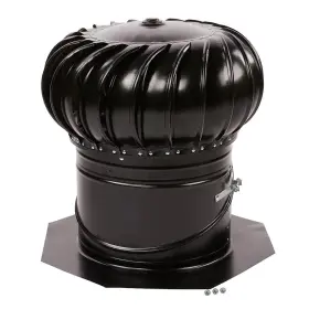Master Flow 726084468634 Wind Turbine Roof Mount Vent Black Galvanized Dual Bearing 12 Inch