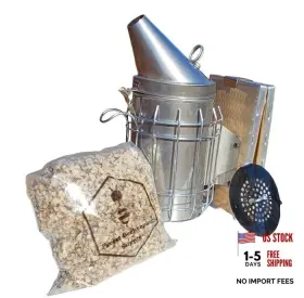 Steel2 Maytex International Llc 754769608709 Bee Hive Smoker Kit With 1/2 Lbs Cotton Fiber Stainless Silver