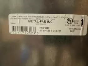 20m3 Metal-fab Inc. 20 Inch B Vent 36 Length