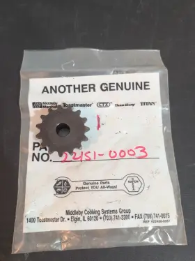 22151-0003 Middleby Sprocket 1/2 Inch 15t For Ps200 Commercial Equipment - Old Stock
