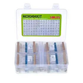 Ohm-10m Mokmmkit 764923419331 150 Values 1500 Pieces Metal Film Resistor Kit Ohm 1/4w 1% Rohs C