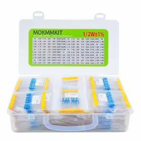 Mokmmkit 764923419607 150 Values 1500 Pieces Resistor Kit 1 Ohm -10m 1/2w 0.5 Watt M