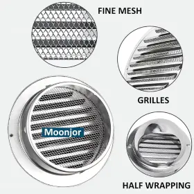 Mjfm3c-de Moonjor 3 Inch Wall Air Vent Cover Thicken 304 Stainless Steel Round Extractor #3