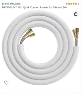 Diy16-3858 Mr Cool Pre-charged Split Line Set 16.5ft Air Conditioner Quick Coupler 3/8 - 5/8