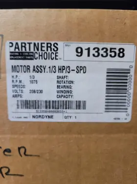 913358 Nordyne Blower Motor 1/3hp 1075rpm 3spd 208-230v