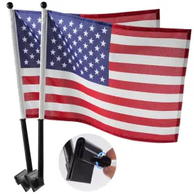 Norwayho 787659622431 2pack Car Flag With Flagpole Mount And American 12 Inch X 16 Two-section Rem