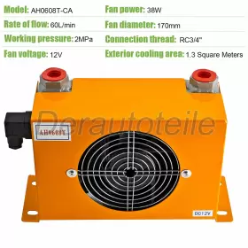 Ah0608t-ca Ocsair New 60l/min 6kg Hydraulic Air Cooler Air-cooled Oil Radiator 12v 38w #3