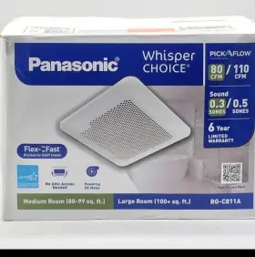 Rg-c811a Panasonic Whisper Choice Dc Pick-a-flow 80/110 Cfm Ceiling Bathroom Exhaust Fan With Flex-z