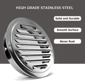 Partsextra 705353104022 Stainless Steel Air Vents Louvered Grille Cover Vent Hood Flat Ducting #2