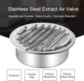 Partsextra 705353104022 Stainless Steel Air Vents Louvered Grille Cover Vent Hood Flat Ducting #3