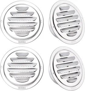 Pta231008tt000715eu Patikil 304 Stainless Steel Air Vents 4 Inch 4pcs Round Louver Grille Vent