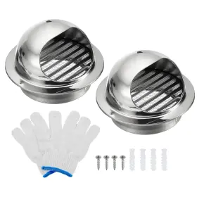 Pta231025tt000042eu Patikil 6 Inch Round Soffit Air Vents 2 Set Stainless Steel Louver Grille Vent Cover Scr