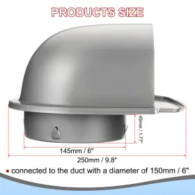 Peroup 617662683603 6 Inch U-shaped Vent Cover For Bathroom Kitchen Gray With Mesh #2