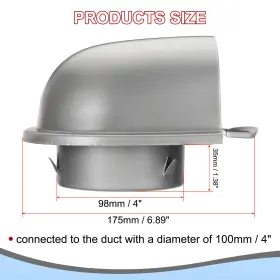 Peroup 617662683641 4 Inch U-shaped Vent Cover For Bathroom Kitchen Stainless Steel With Mesh Gray #2