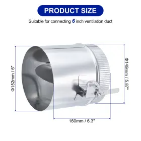 Peroup 617662841546 6 Inch Backdraft Damper With Sleeve Vent Air Control Valve #2