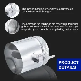 Peroup 617662841546 6 Inch Backdraft Damper With Sleeve Vent Air Control Valve #3