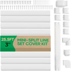 Plusluck 726084655850 3 Pack 25.5ft Mini Split Line Set Cover Pvc Ductless Ac Pipe Kit
