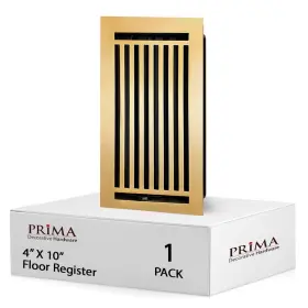 410frca-vr109-gld Prima Decorative Hardware 4x10 Inch Floor Register - Cast Aluminium Vent Cover