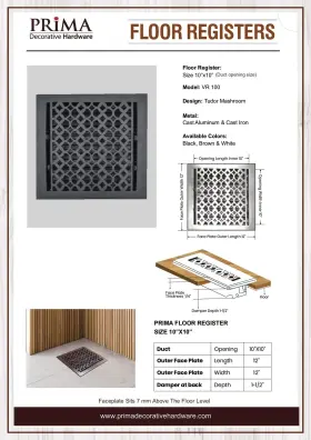 Vr-100 Prima Decorative Hardware 618952845183 - Cast Aluminum Floor Register 10 Inch X #2