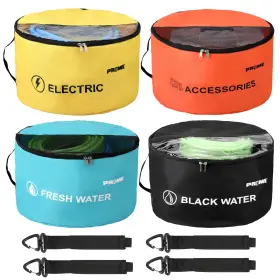 Pr1me Prime 1 810034075079 4 Pack Waterproof Rv Hose Bag Storage Two-way Zipper Closures And Visi