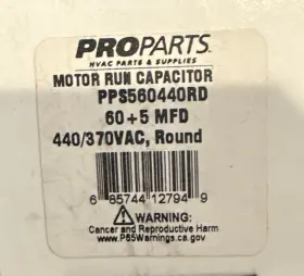 Pps560440rd Pro Parts Proparts Replacement 60/5 Mfd 440v Dual Round Capacitor