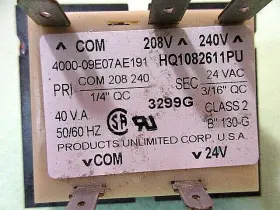 4000-09e07ae191 Products Unlimited Transformer # Hq1082611pu Pri. Com 208 240 Sec.24vac #3