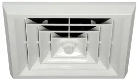 Quick Connect 811318020174 Havaco 12 Inch Square Ceiling Diffuser With 8 Register Boot And Butterfly Damper