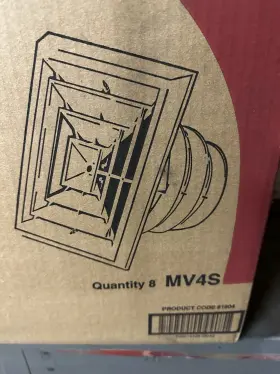 81904 Rectorseal Mv4s Diffuser 8 X 4-way Grille/damper/box Classic Case Of