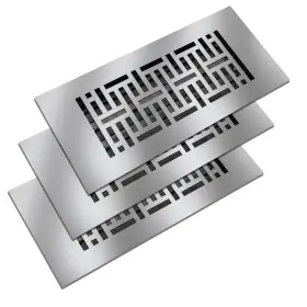 Reggio Registers 810025113704 Low Profile 10 Inch X 4 Steel Floor Register In Silver Woven Pattern 3-pack