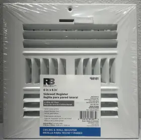 5140606wh Reliabilt 6 Inch X Steel 4-way Sidewall/ceiling Register In White #0068181