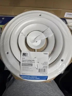 54108wh Reliabilt 8 Inch Round White Ceiling Diffuser With Hardware 360 Air Flow