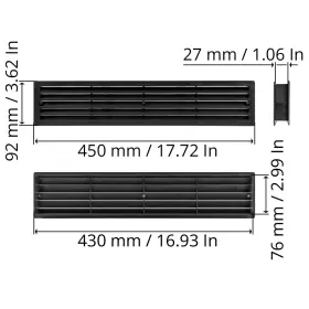 Repa Market 751038500678 18 Inch X 4 Black Plastic Door Grille - Garage Vent Vents For I #2