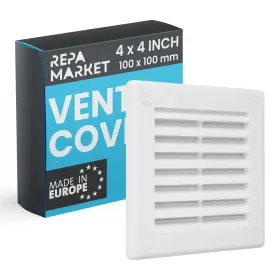 Repa Market 752291006150 4 X Inch Outer White Square Air Vent Cover - Plastic Fresh Intake Ven