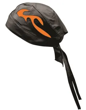 Ry-r3s4-j3b6 Riparo Unisex Leather Motorcycle Head Wrap And Skull Cap Black/cognac