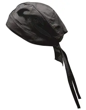 Sb-d59a-32ab Riparo Unisex Leather Motorcycle Head Wrap And Skull Cap Black/black