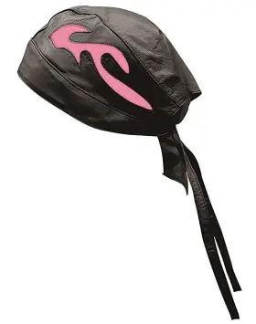 Zr-5n9h-862w Riparo Unisex Leather Motorcycle Head Wrap And Skull Cap Black/pink