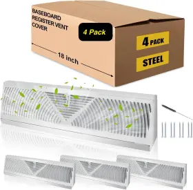 Tjxcfk04 Rlozui 4pack 18 Inch Baseboard Register Vent Covers White Hvac Diffuser For Floorwall D