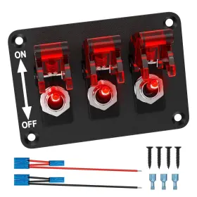 Sh-pn-sac3-3 Rvboatpat Toggle Switch 12v 3 Gang Universal Panel Dc 20a Led Indicat