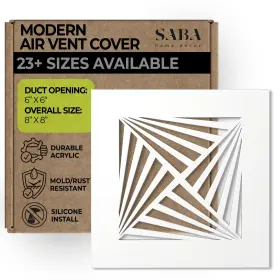 Saba Home Decor 720260608609 White Air Vent Cover - Acrylic Plexiglass 6 Inch X Duct Opening 8 Overa