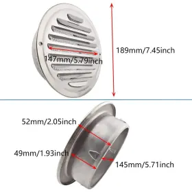 Sdtc Tech 778601555112 6 Inch Round Soffit Air Vent Stainless Steel Louver Grille Cover Wall Ven #3