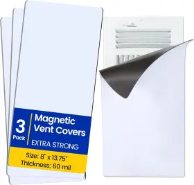Seatern Mvc-80x1375-60r08w Magnetic Vent Covers Extra Strong Magnets 8 Inch X 13.75 3 Pack Ultra Thick 60m