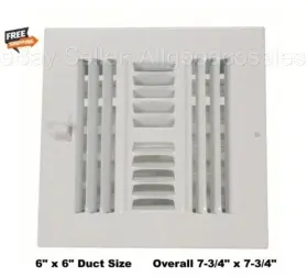 4mjh1 Select Air Register Grille 6 Inch X Duct Size White Steel Wall Ceiling 4-way Adjustable