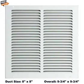 4mjn3 Select Air Return Grill Cover 8 Inch X Duct Size Vent White Steel Ac Heat Ceiling Wall