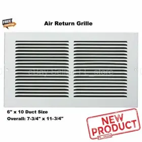 4jrr6 Select Air Return Grille Vent Cover 6 Inch X 10 Duct Size Wall Ceiling White Ac Heat New
