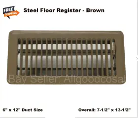 4mje7 Select Brown Floor Air Grille Registe Register 6 Inch X 12 Duct Size Steel Welded Construction