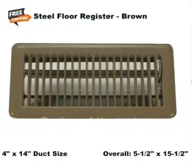 4mje5 Select Brown Floor Air Register Grille 4 Inch X 14 Duct Size Welded Steel Construction