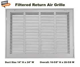 4mjt7 Select Filtered Air Return Grille Vent Cover 14 Inch H X 24 W Duct Size White