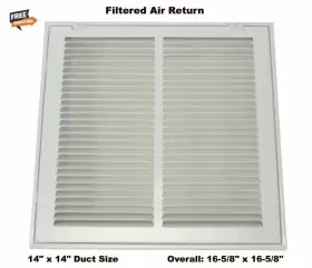 4mjt2 Select Filtered Air Return Vent Cover 14 Inch X Duct Size Grille Wall Ceiling White
