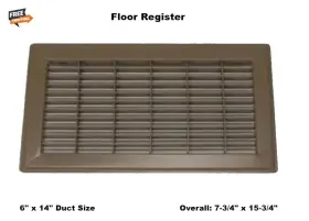4mjd1 Select Floor Register Brown Grill 6 Inch X 14 Duct Size Air Steel Construction Ac Heat