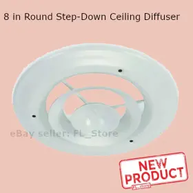 4jrk9 Select Round Ceiling Diffuser 10-1/2 Inch Grille 8 Duct Size Air Vent Cover White Steel